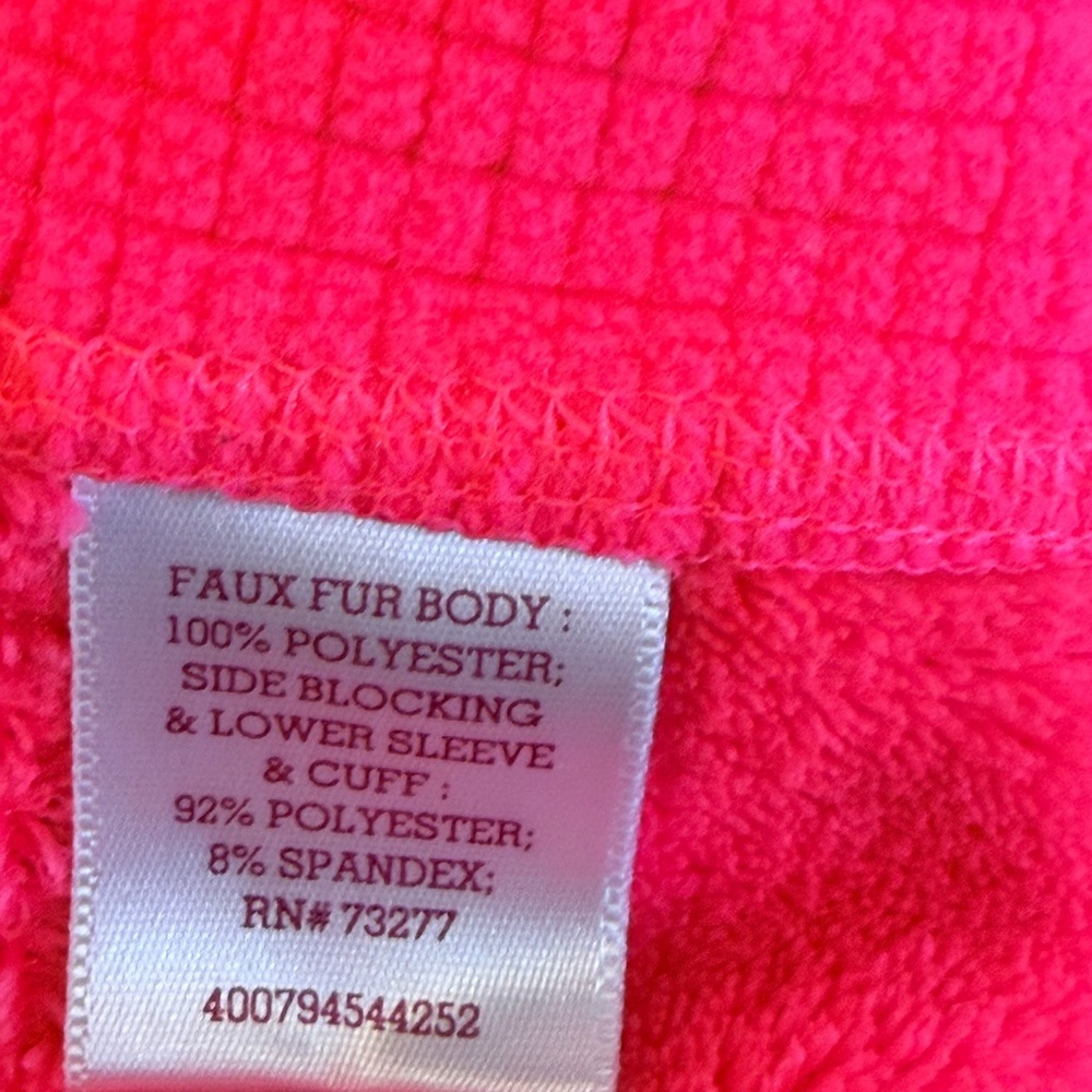 Neon Pink Sherpa Fleece Zip Hoodie Jacket Y2K Athleisure Cozy XS - Picture 12 of 12